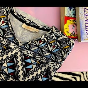 Tory Burch Fun Geometric V Neck Top NWOT